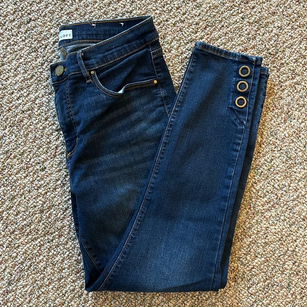 Loft Skinny jeans w/ snaps at ankle